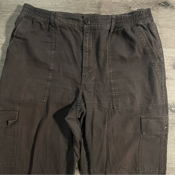 Madewell Garment-Dyed Cargo Jogger Pants Black Coal Size 31 Baggy Pull On Ankle - Picture 5 of 15